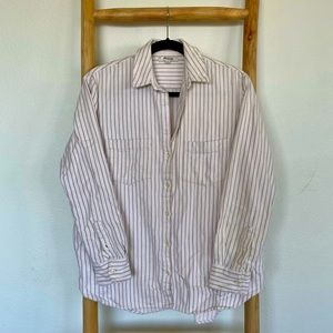 Madewell Flannel. Size Small. New. White with taupe stripes.